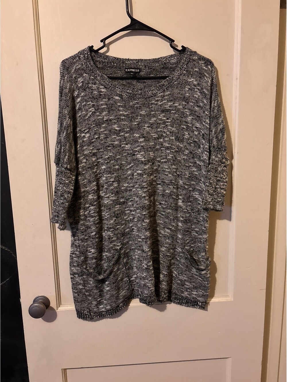 Express Women's Black and White Knit Sweater XS/S
